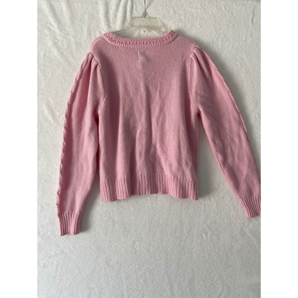 Joie Pink Floral Embroidered Cable Knit Button Front Cardigan Sweater Medium - Picture 6 of 7